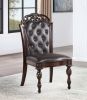 Traditional Set of 2pcs Side Chairs Brown Cherry Solid wood Espresso Leatherette Tufted Formal Dining Room