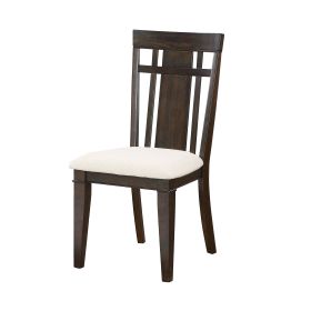 Dark Brown Finish Set of 2 Side Chairs Beige Seat Classic Look Dining Wooden Furniture Kitchen Chairs