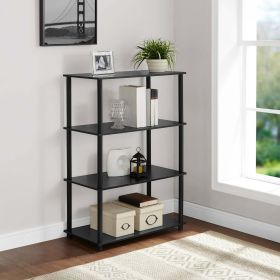 No Tools 4-Shelf Storage Bookcase, True Black Oak