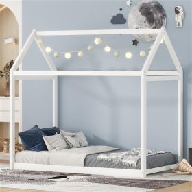 Twin Size Wooden House Bed, White