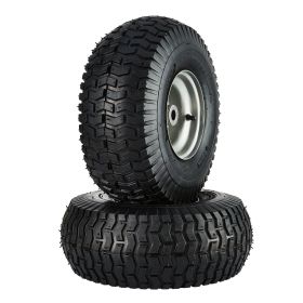 VEVOR Lawn Mower Tires, 15x6-6" Lawn Tractor Tires, 2-Pack Tire and Wheel Assemblies, Turf Pneumatic Tires with 3" Centered Hub and 3/4" Bushing Size,