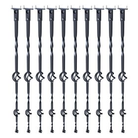 VEVOR Staircase Metal Balusters, 44'' x 1/2" Galvanized Steel Decorative Banister Spindles, 10 Pack Deck Baluster with Hollow Double Baskets, Spiral S