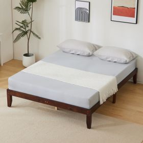 Basic bed frame Painted pine wood Brown Full 189*136*30.5cm Wooden bed Single bed