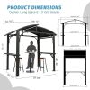 8x5FT Arc Roof, Grill Canopy for Outdoor Grill w/Double Galvanized Steel Roof and 2 Side Shelves, BBQ Gazebo Grill Tent for Patio Garden Backyard, Gre