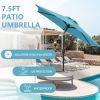 7.5FT Patio Umbrella with Crank and Push Button Tilt, Outdoor Table Market Umbrella with Aluminum Pole - Lake Blue