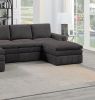 Contemporary 6pc Set Modular Sectional Set 2x One Arm Chair / Wedge 2x Armless Chairs 2x Ottomans Mink Morgan Fabric Plush Living Room Furniture