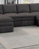 Contemporary 6pc Set Modular Sectional Set 2x One Arm Chair / Wedge 2x Armless Chairs 2x Ottomans Mink Morgan Fabric Plush Living Room Furniture