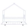 Twin Size Metal House Bed with Twin Size Trundle, White