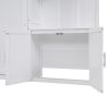 Full Size Murphy Bed with Multiple Storage Shelves and A Cabinet, White