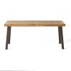 Della Acacia Wood Dining Table, Natural Stained with Rustic Metal, 32.25 in x 69 in x 29.5 in, Brown, Grey