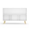 Kids bookcase with Collapsible Fabric Drawers, Children's Book Display, Toy Storage Cabinet Organizer, White+Pink