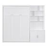 Full Size Murphy Bed with Multiple Storage Shelves and A Cabinet, White