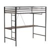 Adam Twin Loft Bunk Black with Cinnamon Wood Desk and Closet Rod