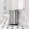 10L Semi-Round Step Trash Can Brushed Stainless Steel