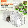 VEVOR Live Animal Cage Trap, 31" x 10" x 12" Humane Cat Trap Galvanized Iron, Folding Animal Trap with Handle for Rabbits, Stray Cats, Squirrels, Racc