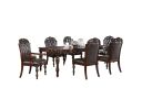 Traditional Set of 2pcs Arm Chairs Brown Cherry Solid wood Espresso Leatherette Tufted Formal Dining Room