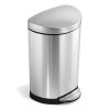 10L Semi-Round Step Trash Can Brushed Stainless Steel