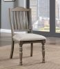 Transitional Style 2pcs Side Chairs Antique Gray Solid wood Gray Fabric Dining Room Furniture Chair Turned Legs