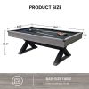 84" Pool Table with Billiard Balls, Cues, Pool Cue Chalk, Cleaning Brush, X-Legs, Black Cloth, Rustic Grey,84.1"L x 46.5"W x 32"H