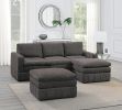 Contemporary 5pc Set Modular Corner Sectional Set 2x One Arm Chair / Wedge 1x Armless Chairs 2x Ottomans Mink Morgan Fabric Plush Living Room Furnitur