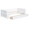 Twin Size Daybed with Shelves and Drawers, White