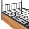 Twin Size Metal House Bed with Two Drawers, Black