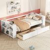 Twin Size Daybed with Shelves and Drawers, White