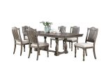 Transitional Style 2pcs Side Chairs Antique Gray Solid wood Gray Fabric Dining Room Furniture Chair Turned Legs