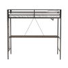 Adam Twin Loft Bunk Black with Cinnamon Wood Desk and Closet Rod