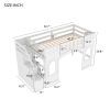 Twin Size Loft Bed with Storage Staircase and Window, White