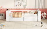 Twin Size Daybed with Shelves and Drawers, White