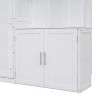 Full Size Murphy Bed with Multiple Storage Shelves and A Cabinet, White