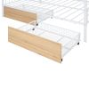 Full Size Metal House Bed with Two Drawers, White