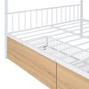 Full Size Metal House Bed with Two Drawers, White