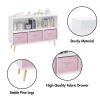 Kids bookcase with Collapsible Fabric Drawers, Children's Book Display, Toy Storage Cabinet Organizer, White+Pink