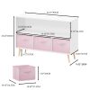 Kids bookcase with Collapsible Fabric Drawers, Children's Book Display, Toy Storage Cabinet Organizer, White+Pink