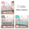 Kids bookcase with Collapsible Fabric Drawers, Children's Book Display, Toy Storage Cabinet Organizer, White+Pink