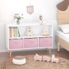 Kids bookcase with Collapsible Fabric Drawers, Children's Book Display, Toy Storage Cabinet Organizer, White+Pink