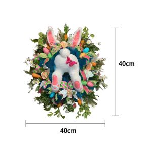 2023 Easter Rabbit Wreath Colorful Easter Rabbit Garlands Door Oranments Happy Easter Party Decor Bunny Wall Front Door Hanging (Ships From: CN, Color: Rabbit Wreath E)