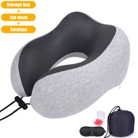 U Shaped Memory Foam Neck Pillows Soft Slow Rebound Space Travel Pillow Massage Sleeping Airplane Pillow Neck Cervical Bedding (Ships From: China, Color: Upgrade A  Grey)