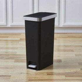 10.5G SLIM TRASH CAN- BLACK (Color: Black)