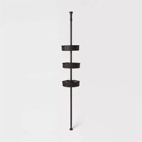 Steel Corner Tension Pole Caddy (Color: Black)