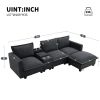 [VIDEO provided][New]109*57"Modern Sectional Cloud Sofa with Console,USB Charging Port,Reading Light,Cup Holder,4 Seat Chenille Modular Couch,Storable