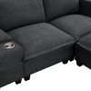 [VIDEO provided][New]109*57"Modern Sectional Cloud Sofa with Console,USB Charging Port,Reading Light,Cup Holder,4 Seat Chenille Modular Couch,Storable