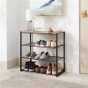 4 Tier Shoe Rack Black Metal with Natural