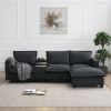 [VIDEO provided][New]109*57"Modern Sectional Cloud Sofa with Console,USB Charging Port,Reading Light,Cup Holder,4 Seat Chenille Modular Couch,Storable