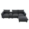 [VIDEO provided][New]109*57"Modern Sectional Cloud Sofa with Console,USB Charging Port,Reading Light,Cup Holder,4 Seat Chenille Modular Couch,Storable